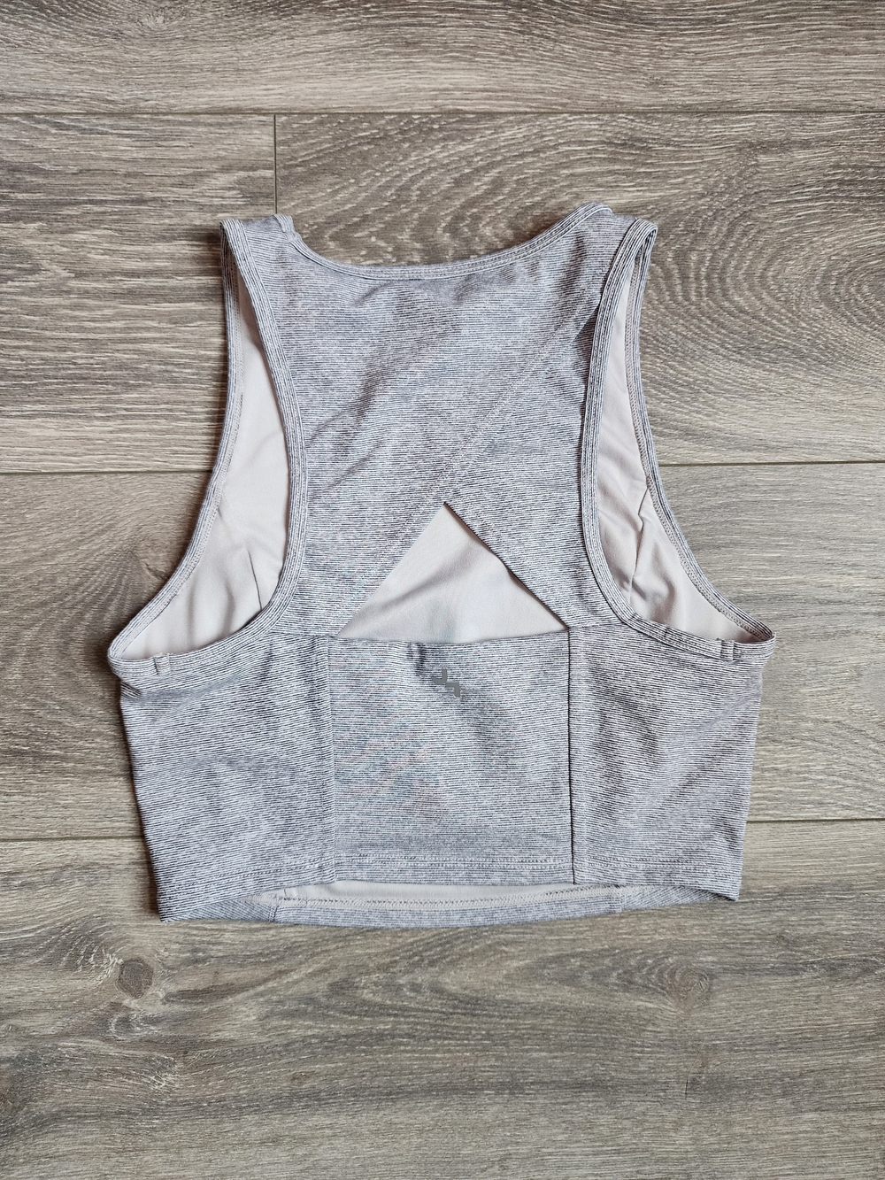 Heather Gray Cross Strap Racer Back Sporta Bra Size Medium Running Yoga - Picture 3 of 7